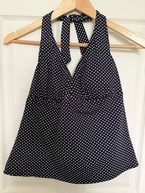 Lands' End Navy & White Polka Dot Halter Tank | Size 10